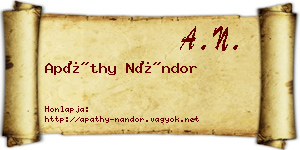 Apáthy Nándor névjegykártya